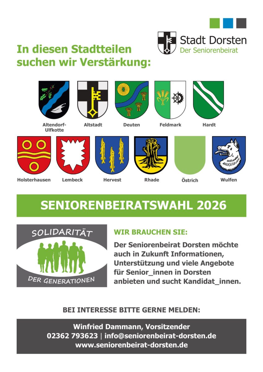 Plakat zur Seniorenbeiratswahl 2026 in Dorsten